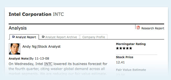 Stock Analyst Report Screenshot