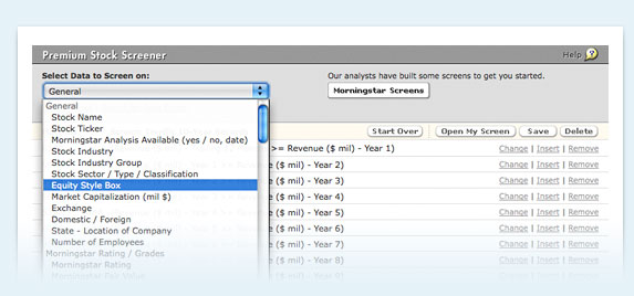 Premium Screener Screenshot